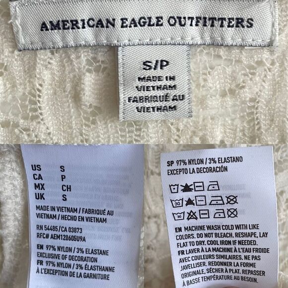 AMERICAN EAGLE OUTFITTERS Boho Sleeveless Lace Tank Top Blouse Cream S - Picture 5 of 5